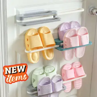 1pc Foldable Shoe Rack Organizer Slippers Storage Rack Wall Mounted Bathroom Organizer Multicolor Lazada Ph