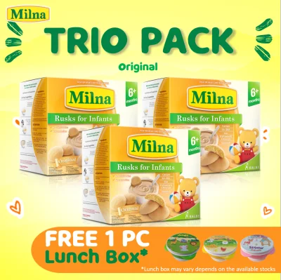 MILNA Baby Biscuit Trio Pack Original 3 x 120g - Get 10% Off & Free Lunch Box