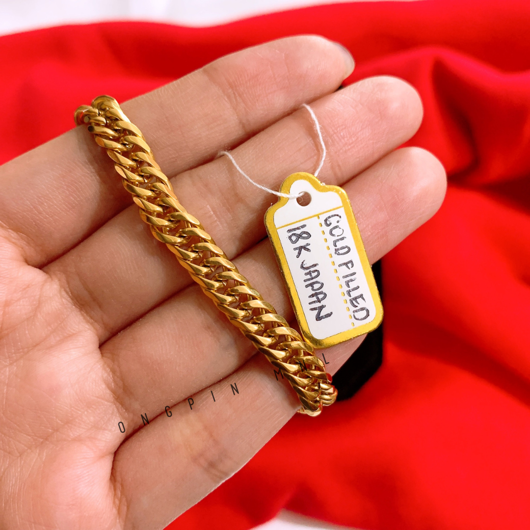 👑Saudi Gold 18k Pawnable Legit Jewelry, Big Double Cuban, Bracelet For