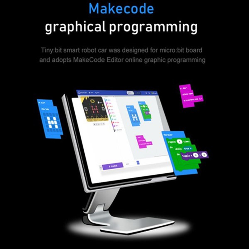 Robot Programmable Robotic Kit Based on BBC Microbit V2 and V1 for STEM Coding Education with Chargeable Battery