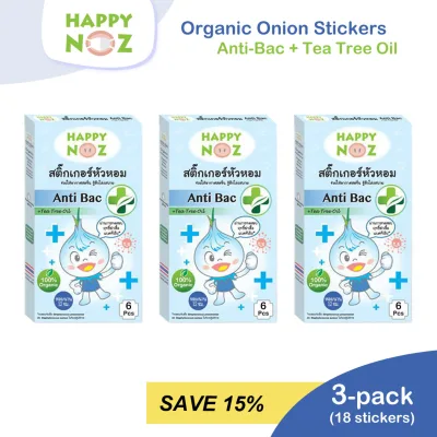 3 Pack Happy Noz w/ Anti Bac 100% Organic Onion Sticker for Babies - Blue Box -Bacterial Infections