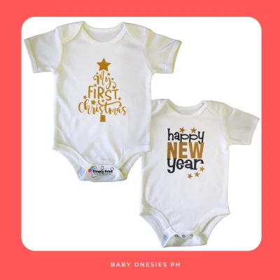 My First Christmas and Happy New Year Baby Bodysuit 0-12 months Cotton Romper Baby Girl Baby Boy Onesie Holiday Outfit