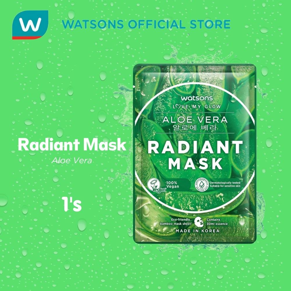 WATSONS Aloe Vera Radiant Mask (Soothe & Moisturize Skin, Achieve Fair,  Radiant Complexion) 5s X 30ml, Face