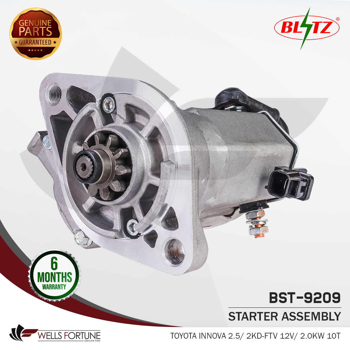 TOYOTA INNOVA 2.5/ 2KDFTV 12V / 10T / 2.0KW BLITZ STARTER ASSEMBLY 6