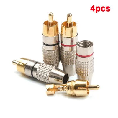 4pcs Non Solder AV Solder-Free Audio Video Connector RCA Adapter RCA Male Plug