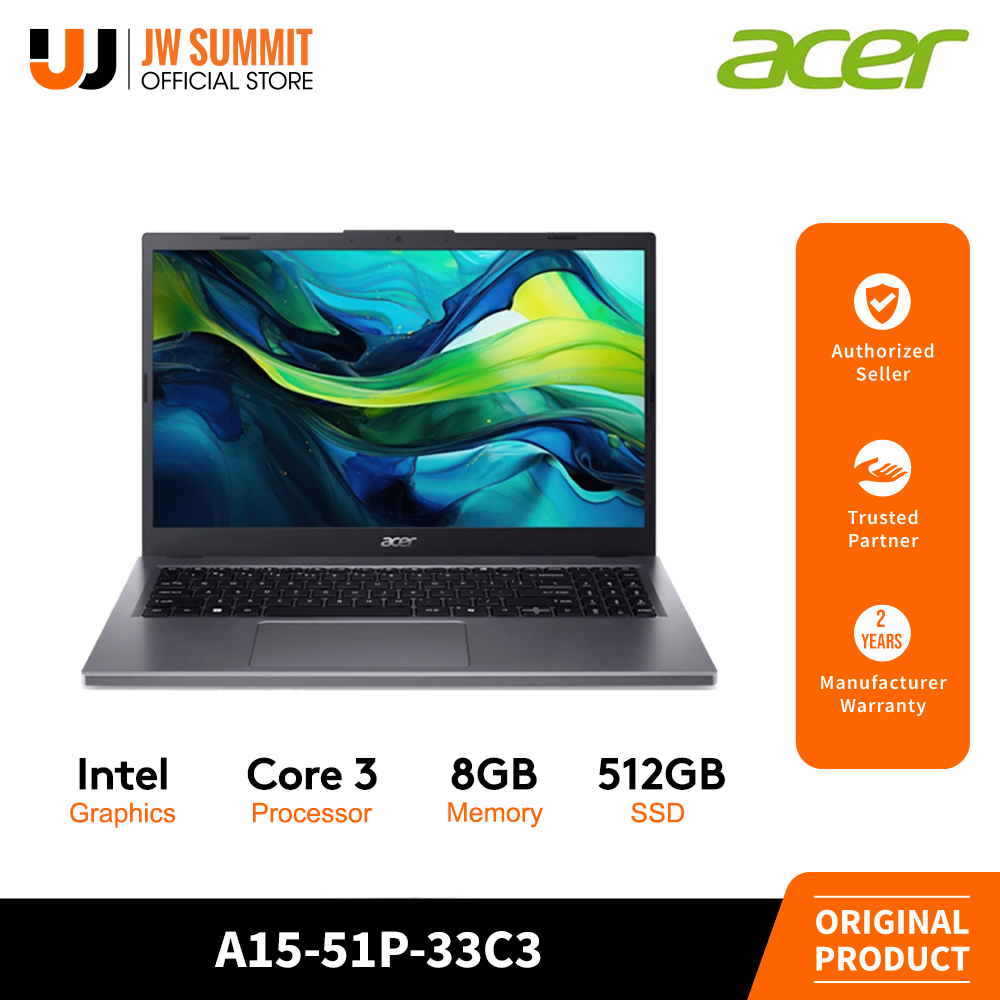 Acer Aspire 15 A15 51P 33C3 15 6 FHD Intel Core 3 8GB LPDDR5 512GB SSD Windows 11 Laptop