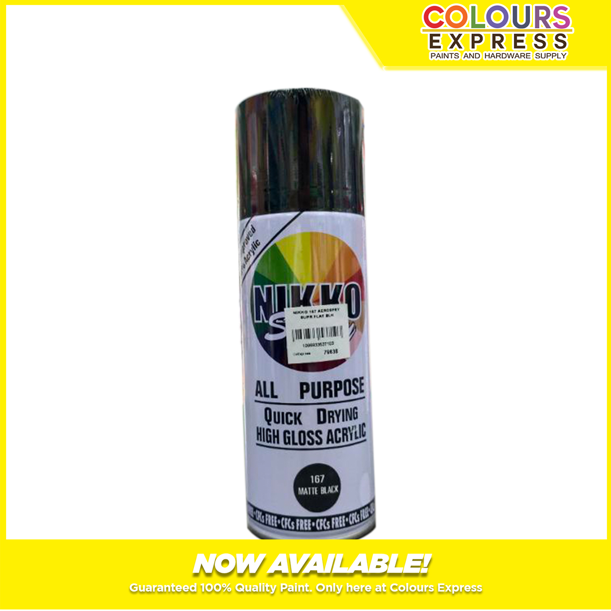 Nikko Spray Paint 167 Matte Black All Purpose Quick Drying High Gloss Acrylic Spray Paint 400cc