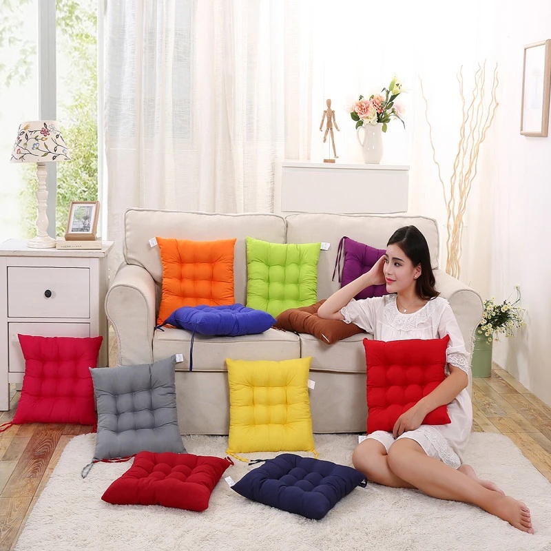 Square Large Chair Cushion Solid Color Seat Cushions with Straps Home Decor  Soft Warm Floor Cushion Office Chair Cushion 40x40CM - AliExpress