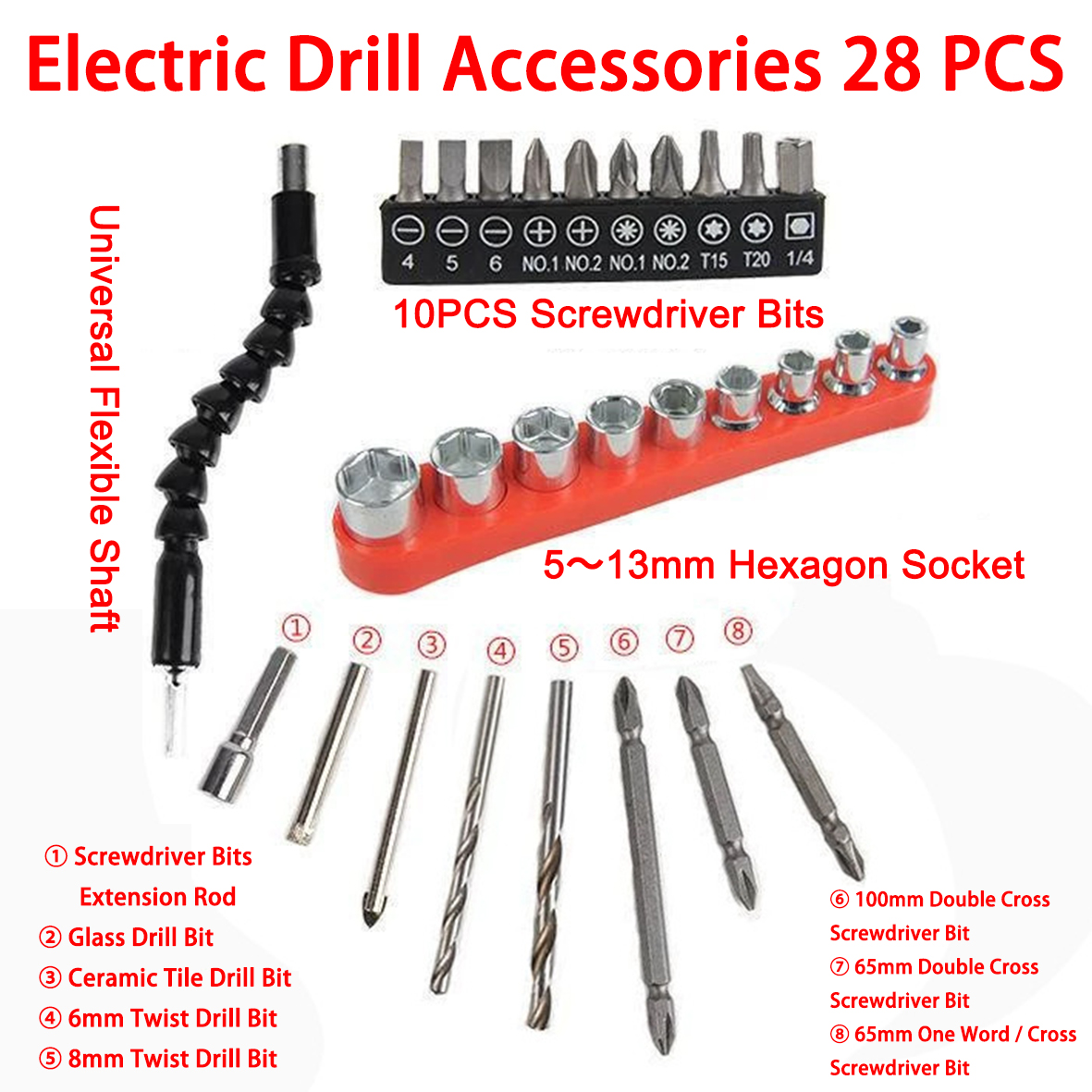 28PCS Drill Bits Accessories Drill Bits 