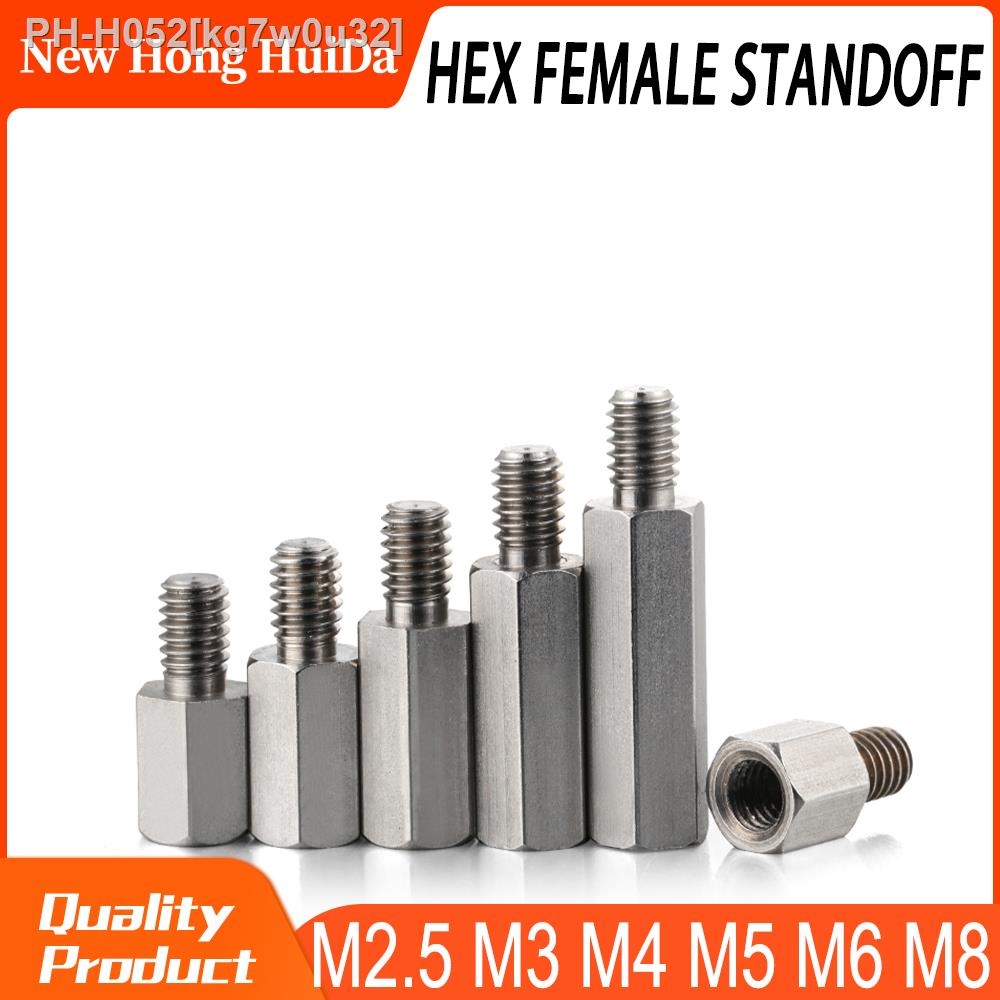 M2.5 M3 M4 M5 M6 M8 304 Stainless Steel Hex Female Standoff Pillar Stud  Board Hexagon Computer PCB Motherboard Spacer Bolt