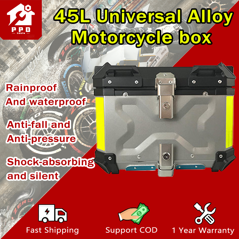 Aluminum top box 45L motorcycle top box rear tail box with bottom plate