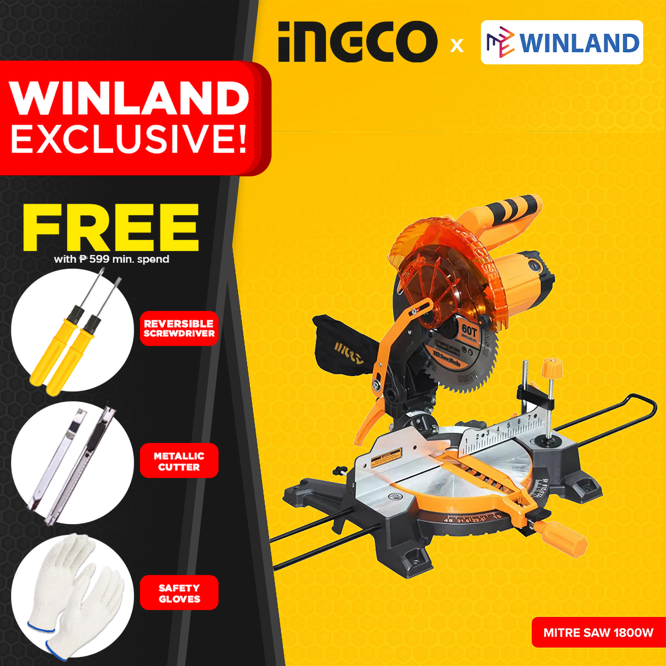 INGCO by Winland Industrial Miter Saw Mitre Saw 10" 1800W Lazada PH
