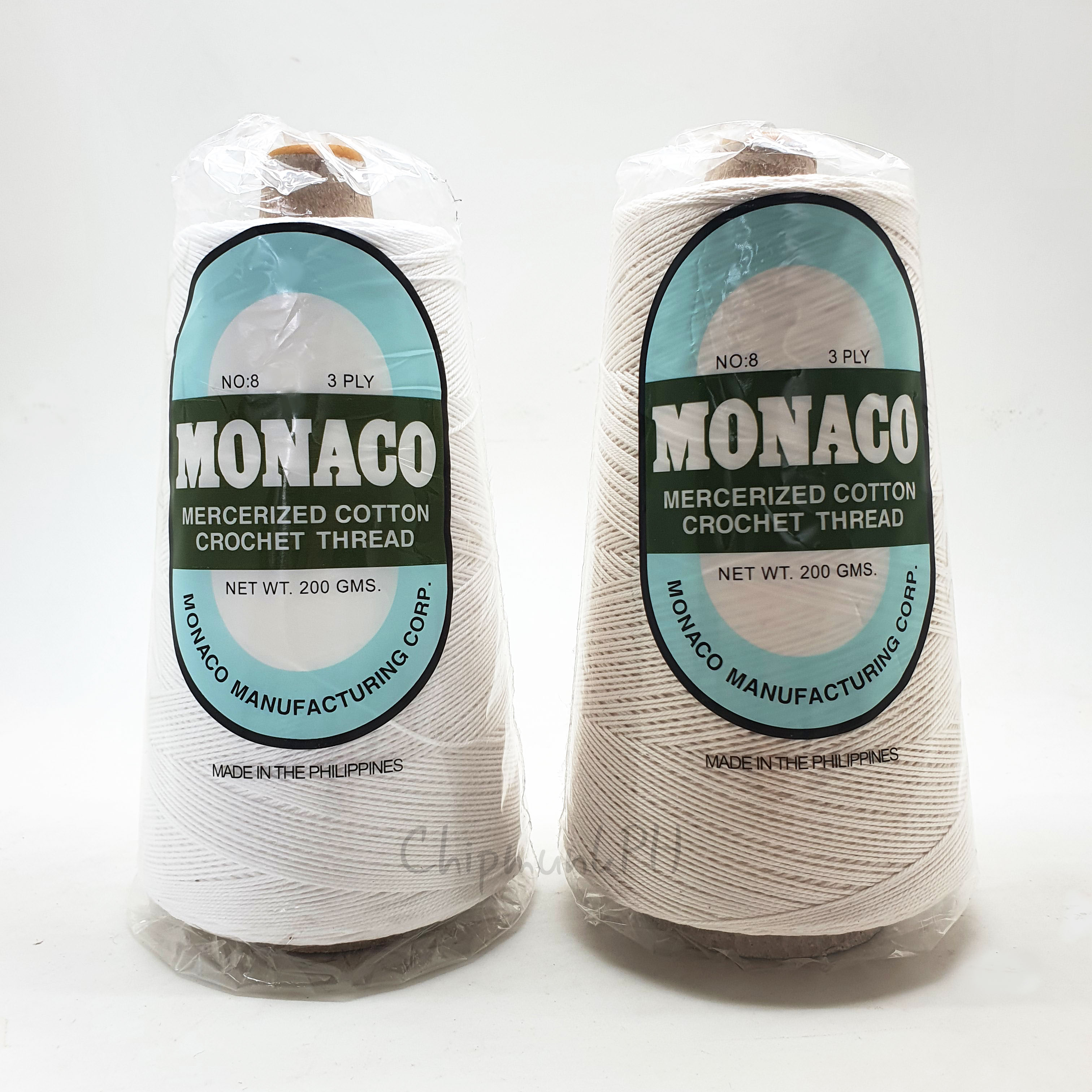 Monaco Mercerized Cotton Crochet Thread Cone 200g White/ Natural Plain