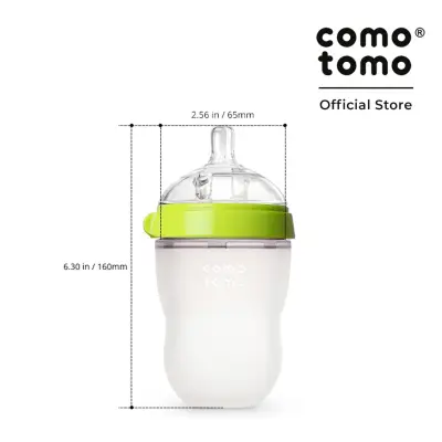 Comotomo 250ML Silicone Baby Bottle Green (2Holes)