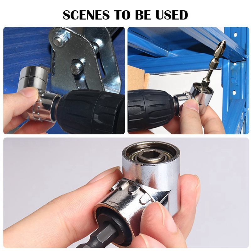 Impact Grade Power Hand Tools Driver Sockets Adapter Extension Set, 3Pcs Hex Shank Drill Nut Driver Bit Set + 105 Degree Right Angle Driver Extension Screwdriver Drill Attachment
