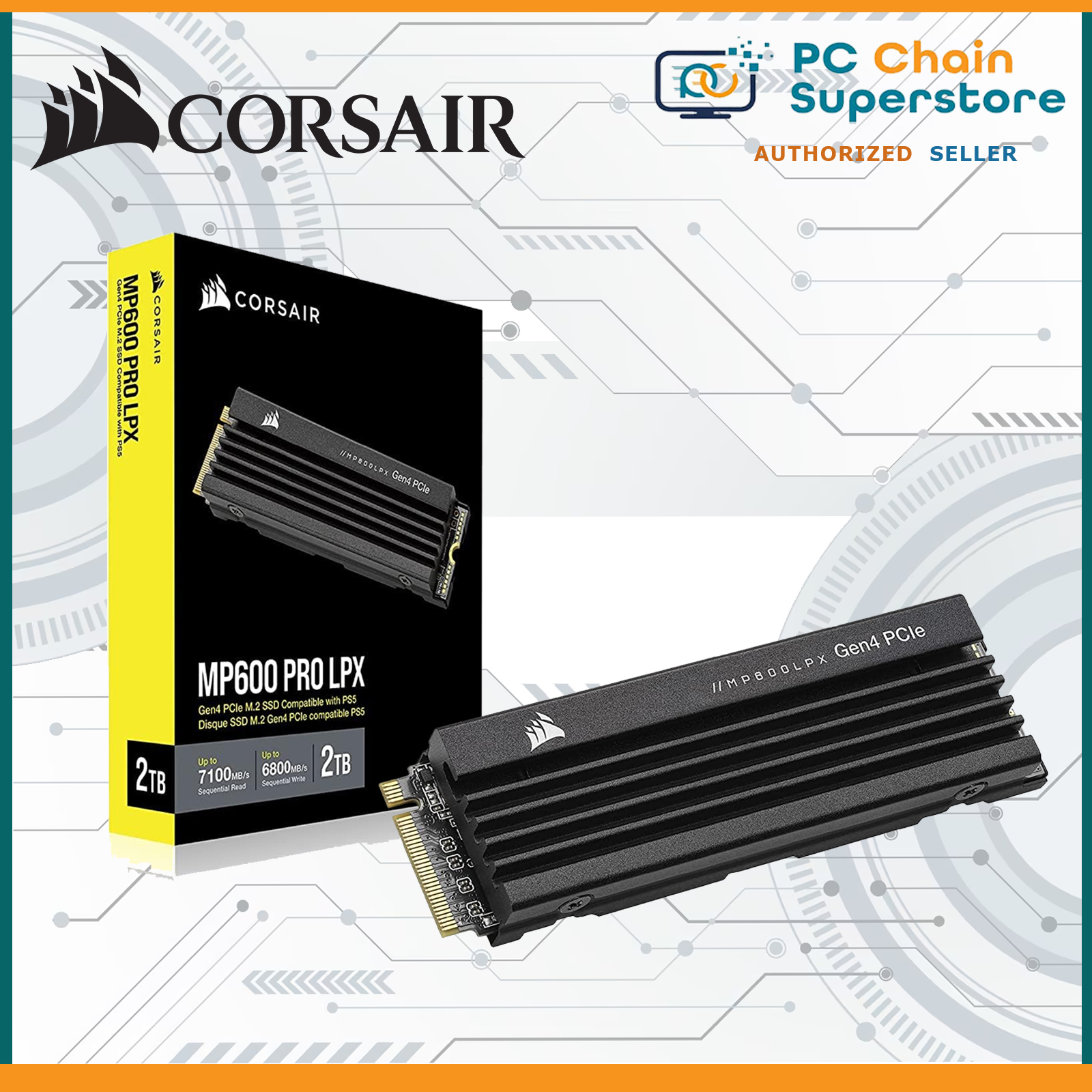Corsair MP600 PRO LPX 2TB NVMe PCIe x4 Gen4 SSD with Aluminum