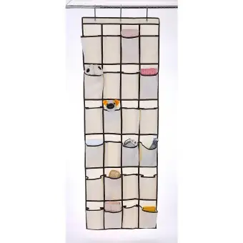 Multifunctional 24 Pocket Shoe Organizer Rack For Wall Door Hanging Storage In Canvas Hanging Pockets Over The Door Mesh Pockets Use Anywhere