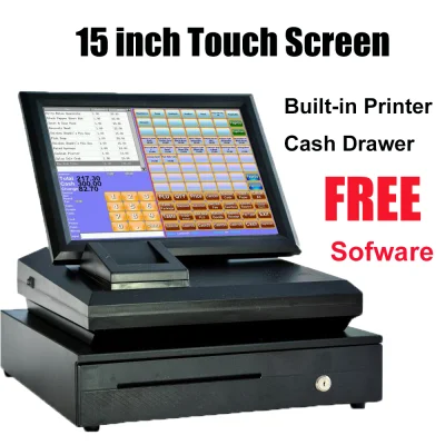 Vio 15 inch Touch Screen Cash Register With FREE Software for Retail & Restaurant Built-in 58mm Thermal Receipt Printer and Cash Drawer