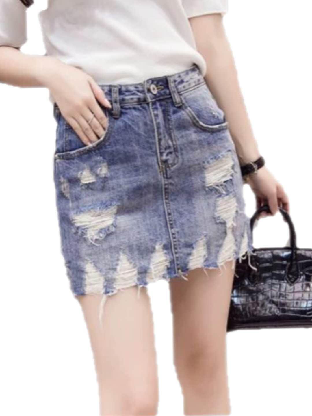 tattered skirt denim