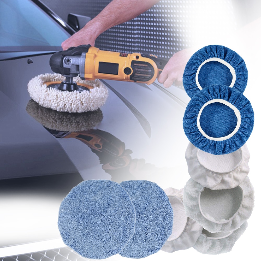 8Pcs 9 10 Inch Car Microfiber Polisher Polishing Pads Wax Wash Buffer for House Auto