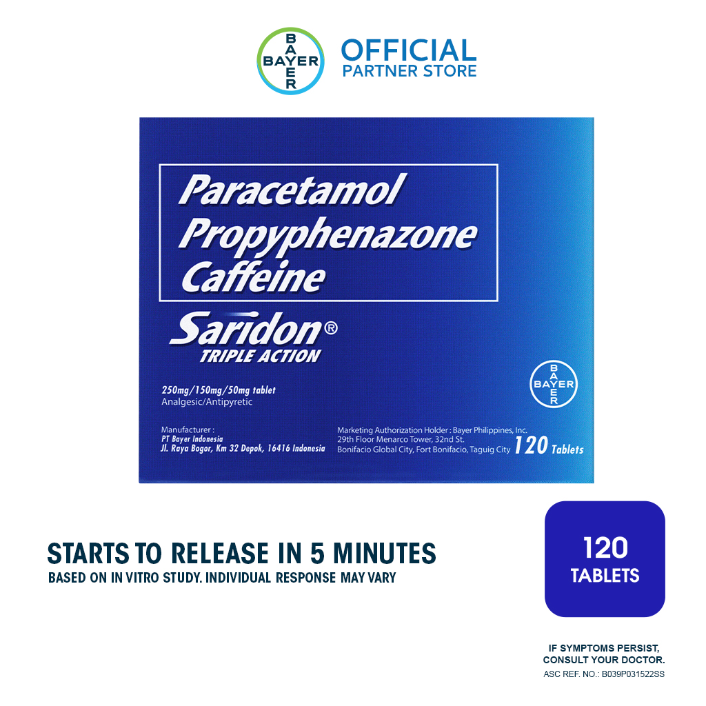 SARIDON® Paracetamol/Propyphenazone/Caffeine Tablet for Fast Headache