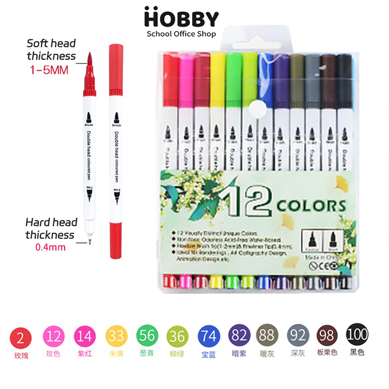 Cheap 12-100 Water Color Pens Set Markers Double Head Brush Drawing  Aesthetic Professional Manga Kids School Art Supplies
