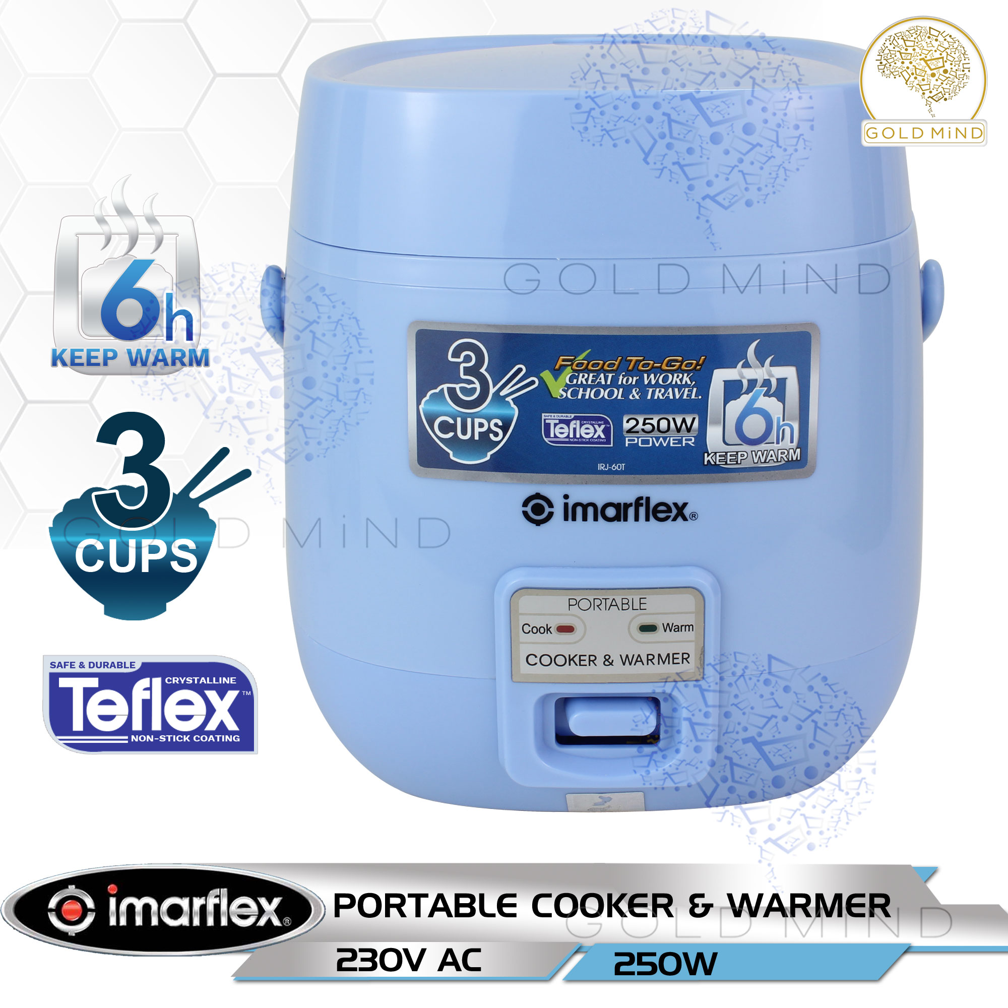 Imarflex Rice Cooker Teflex 3 cups Portable Cooker and Warmer Teflex