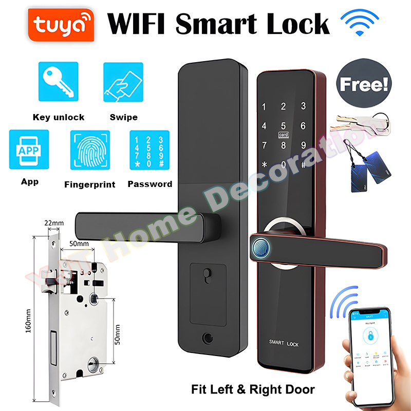 5in1 TUYA Smart Door Lock with alarm AntiTheft lock for door lock