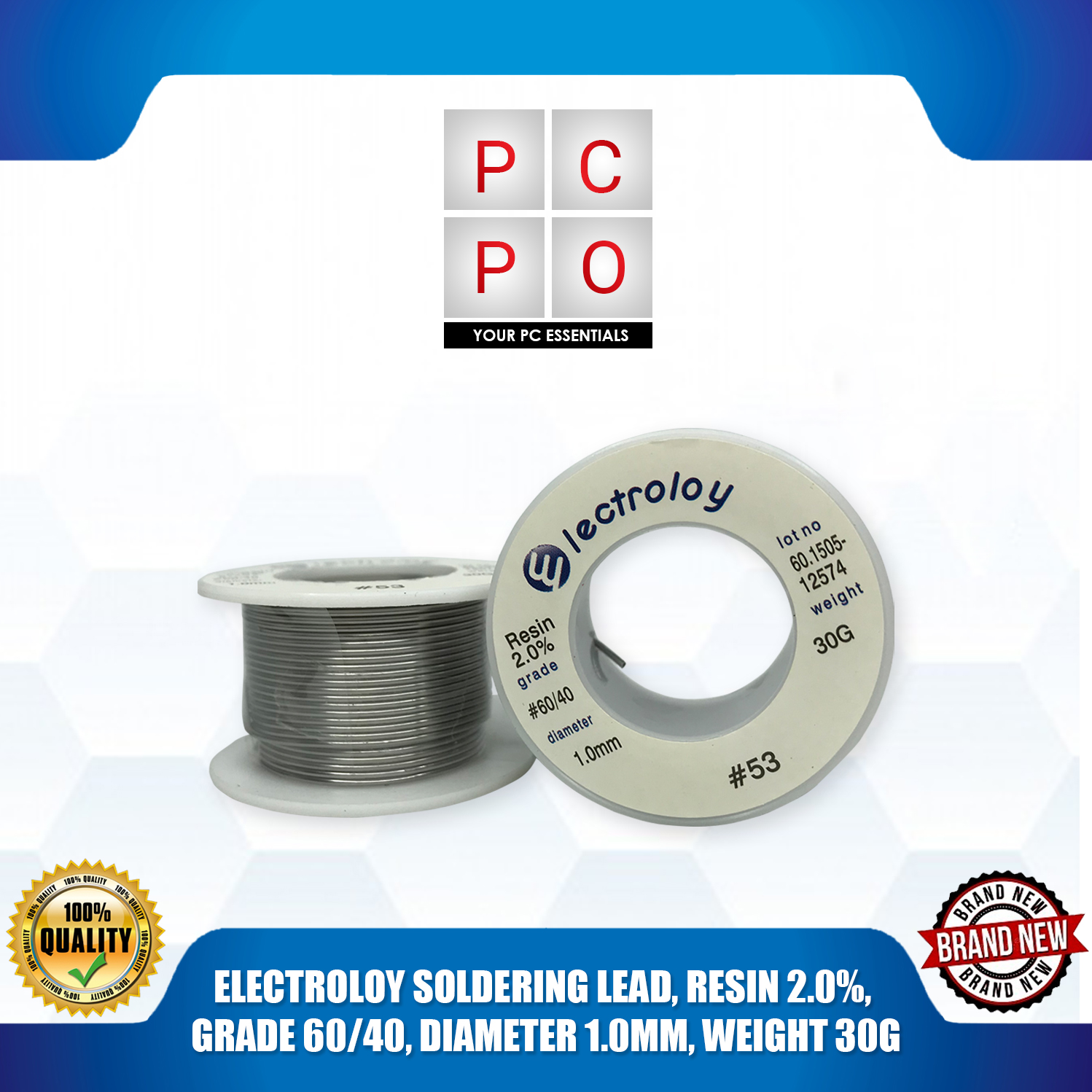 ELECTROLOY SOLDERING LEAD, RESIN 2.0, GRADE 60/40, DIAMETER 1.0MM