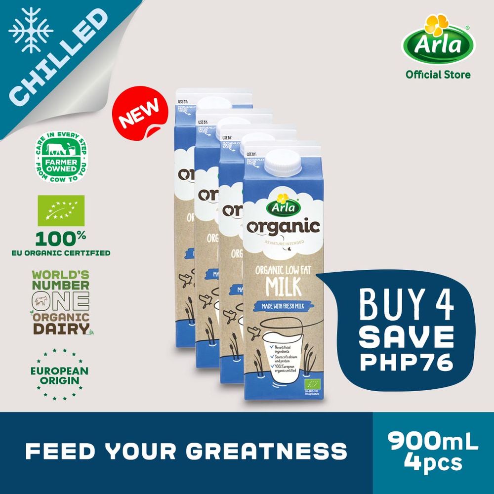 Arla Organic Fresh Low Fat Milk 900ml 4-Pack | Lazada PH