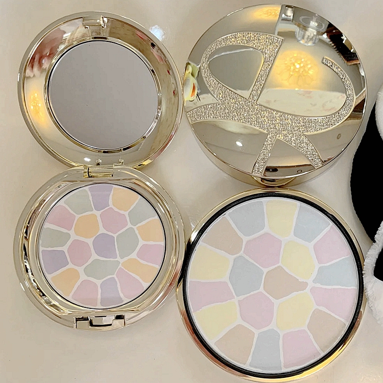 Elegance Yali Gesi Happy Face Powder Cake E Flat Cake Portable 8.8g