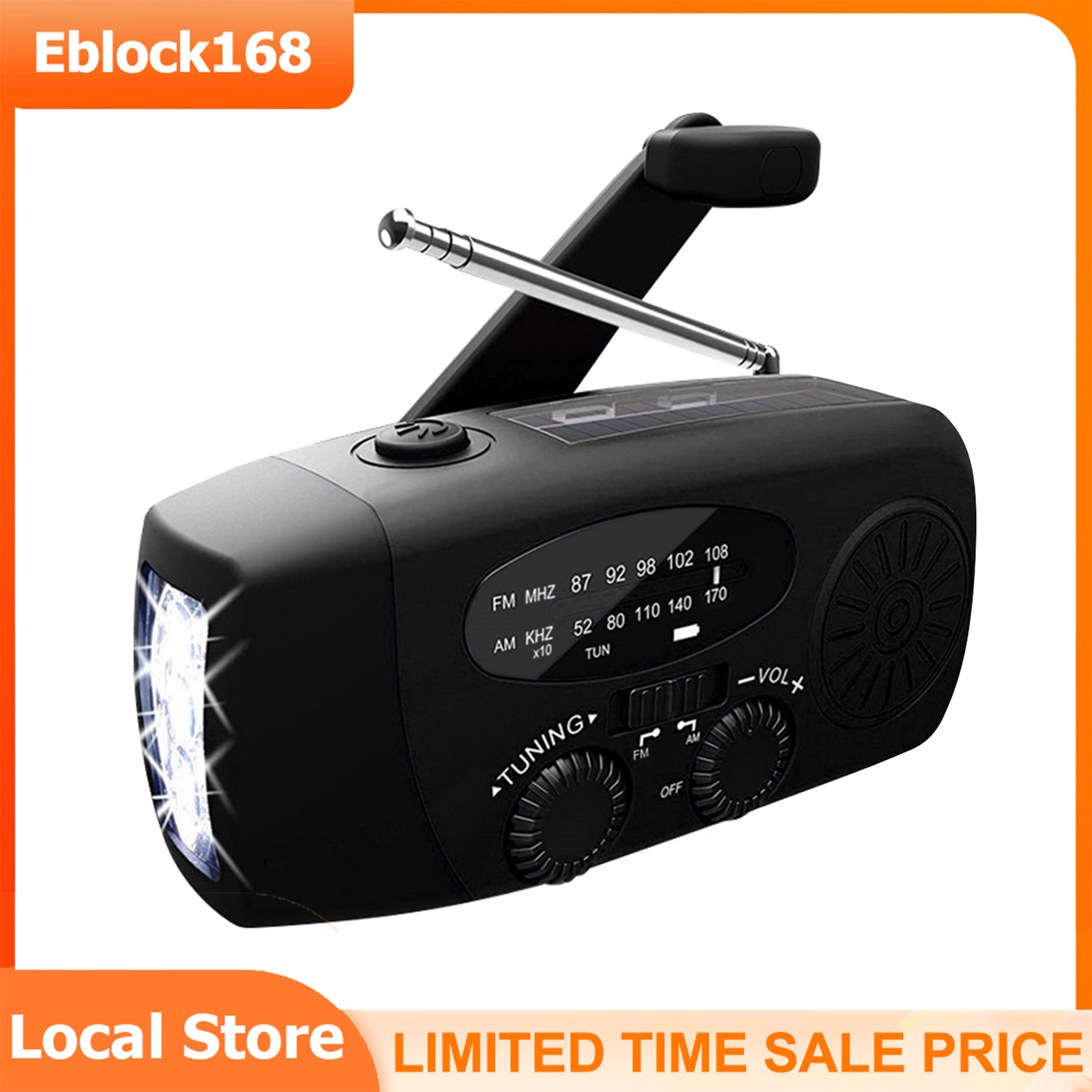 5000mAh Wind Up Solar Radio, Emergency Crank Weather Radio, Solar Radio With Torch, NOAA/FM/AM