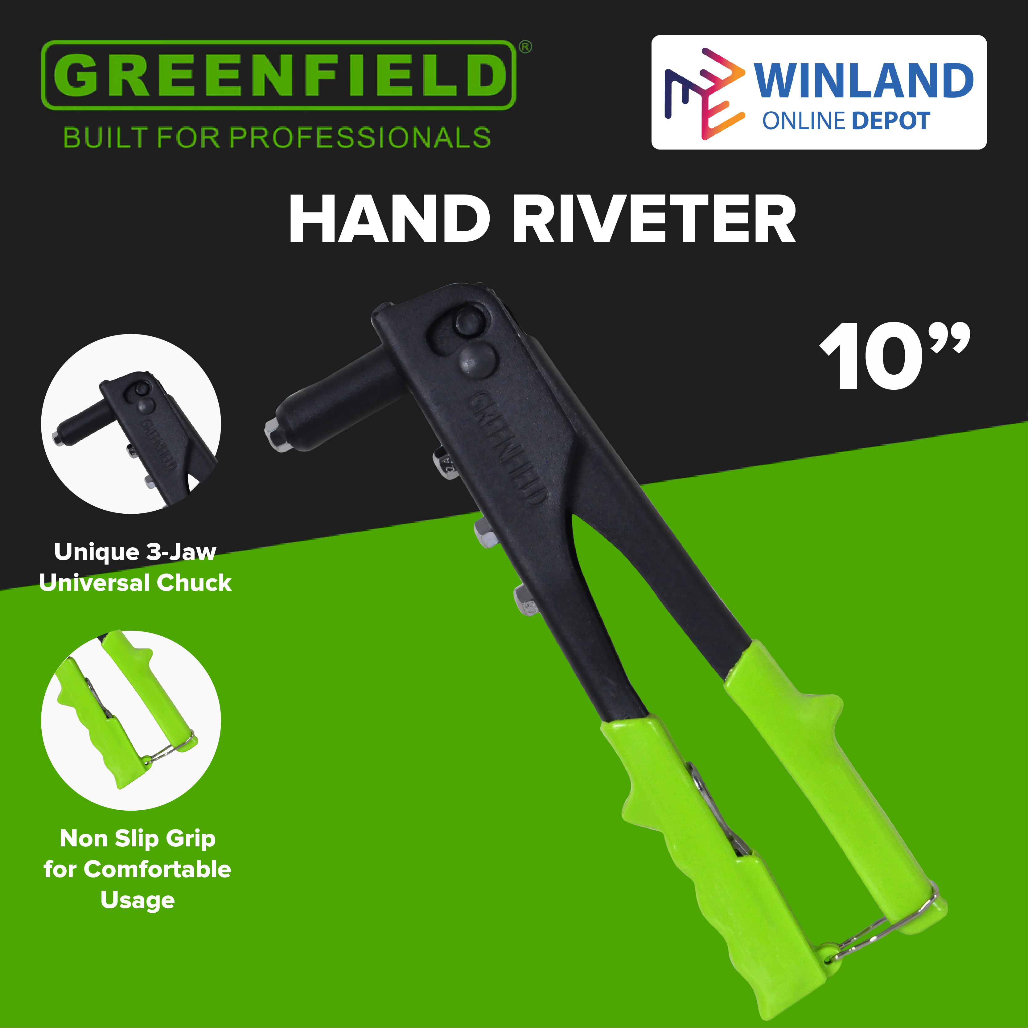 GREENFIELD Tools by Winland 10inch Rivet Gun Heavy Duty Hand Riveter ...