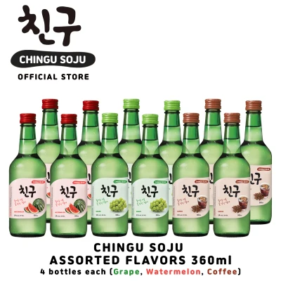 Chingu Soju Assorted Flavors 360ml 12 Bottles