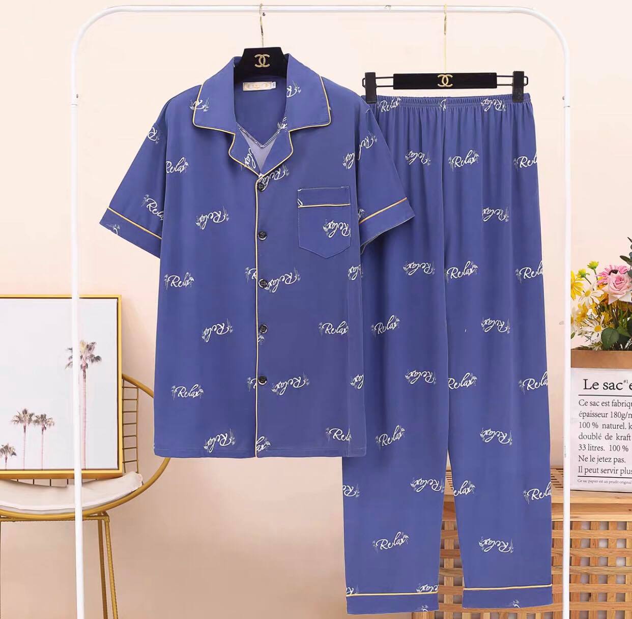 Korean Cotton Sleepwear Pajama Set For Men's Nightwear