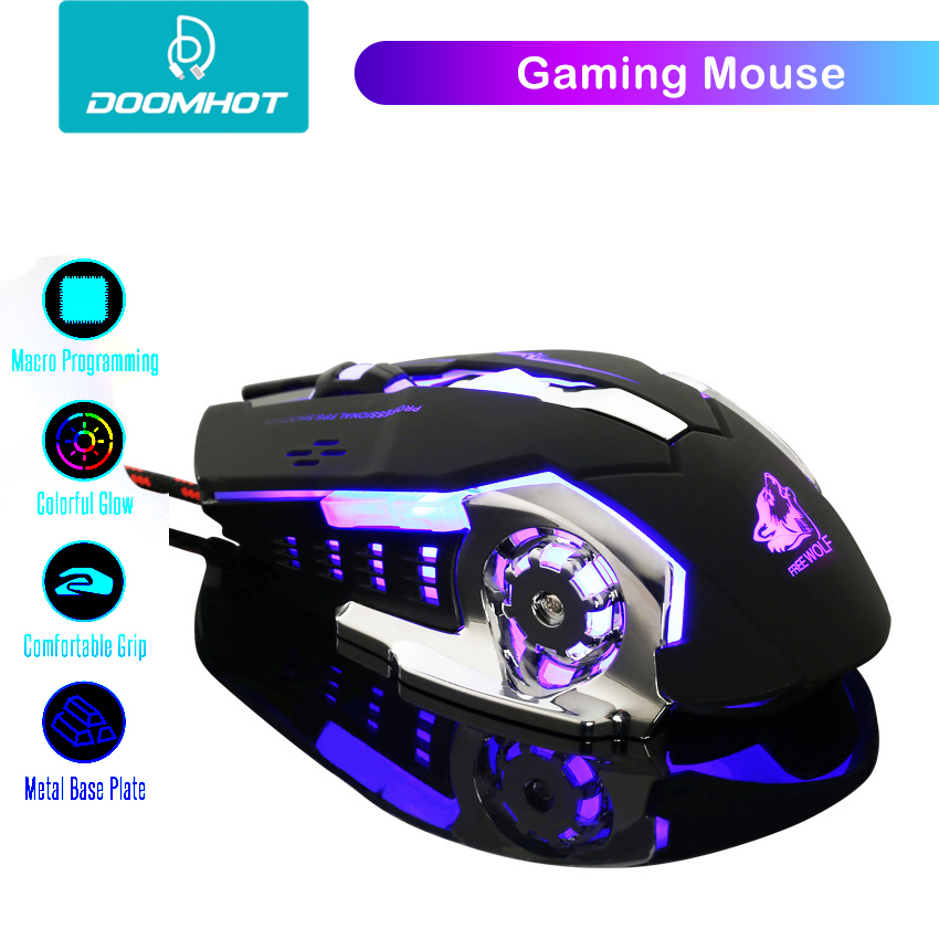 DoomHot Wired Gaming Mice Ergonomic Mouse 6 Button LED 4000 DPI