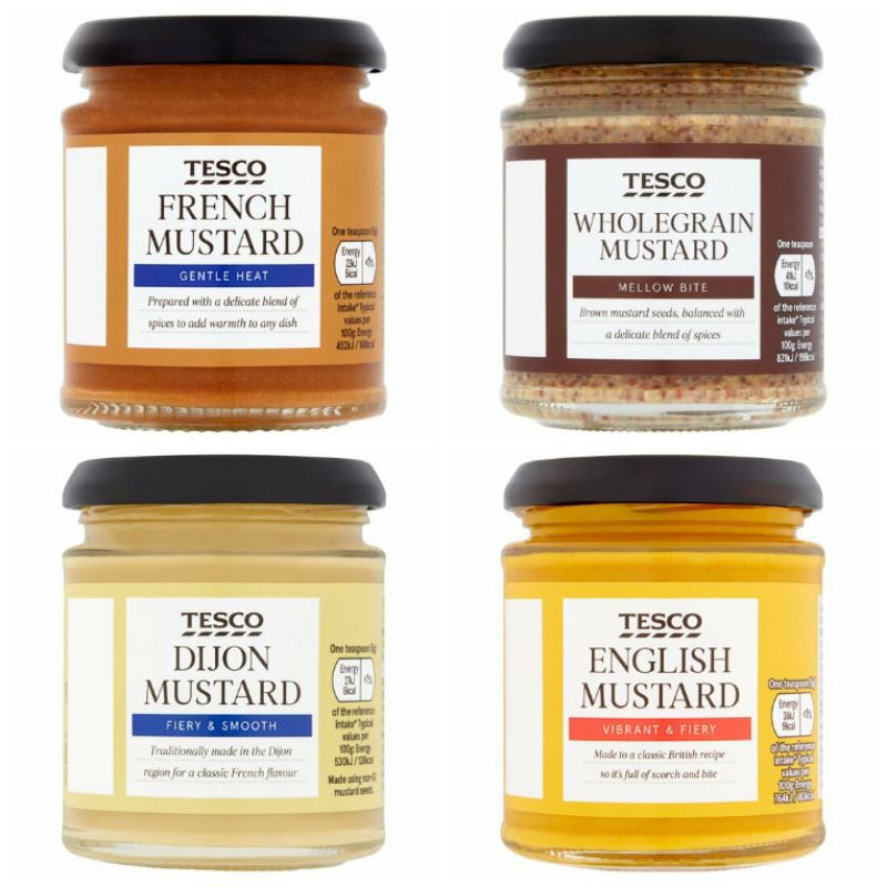 Tesco Mustard (Dijon Mustard, Wholegrain Mustard, French Mustard