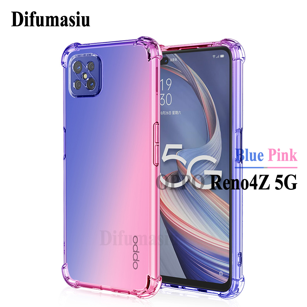 Coque Oppo Reno4 Z 5G 2 Verre Trempé Gradient TPU Housse Transparente