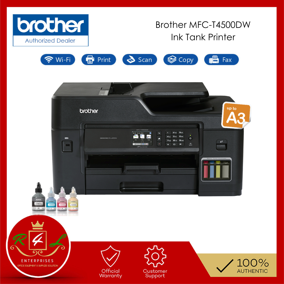 Brother MFC-T4500DW Ink Tank Printer A3 Refill Ink Tank Multi-Function ...