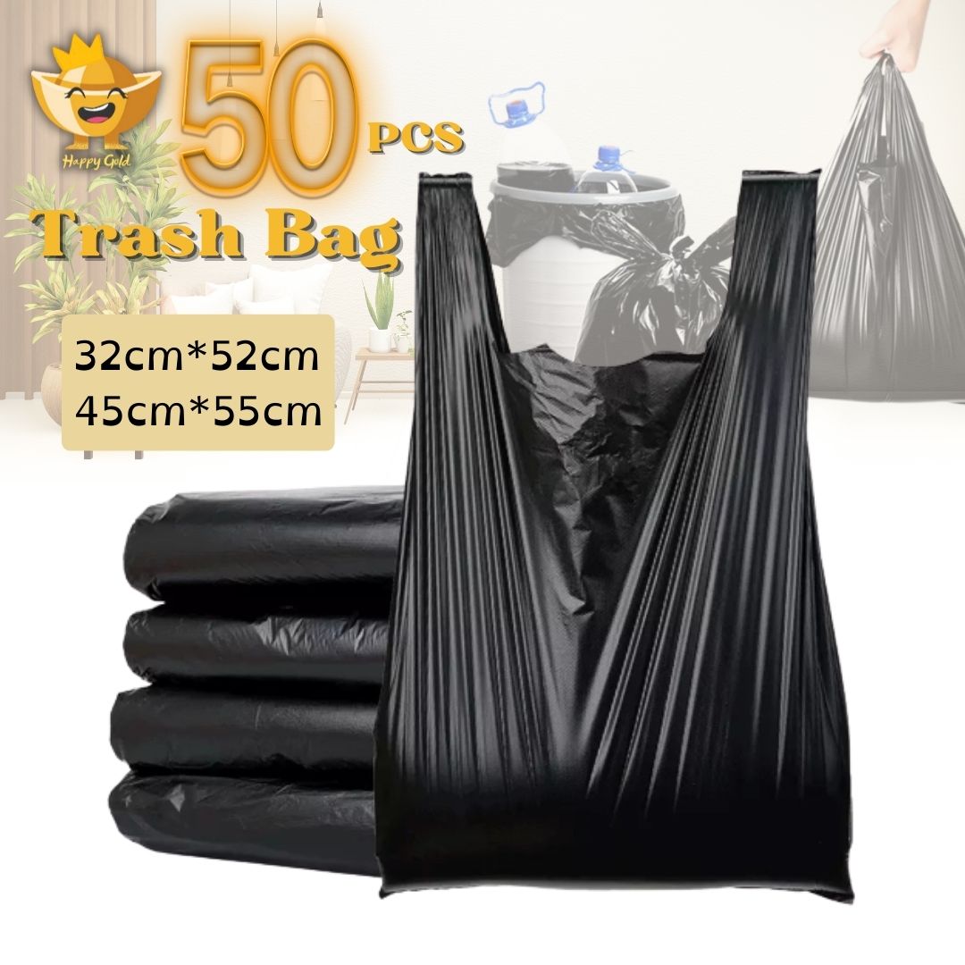 Black garbage bag 50pcs Garbage Bags Vest Style Storage Bag For Home Waste  Trash BagsBlack garbage bag