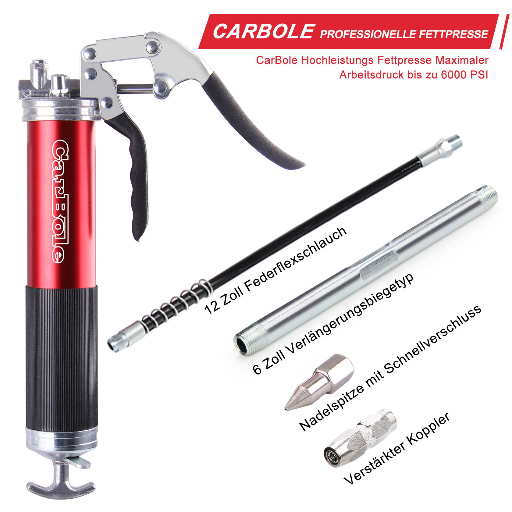 Grease Gun Pump Heavy Duty 6000PSI 14 Oz 12" Flex Hose Pistol Grip Heavy Duty Industrial 396g AU