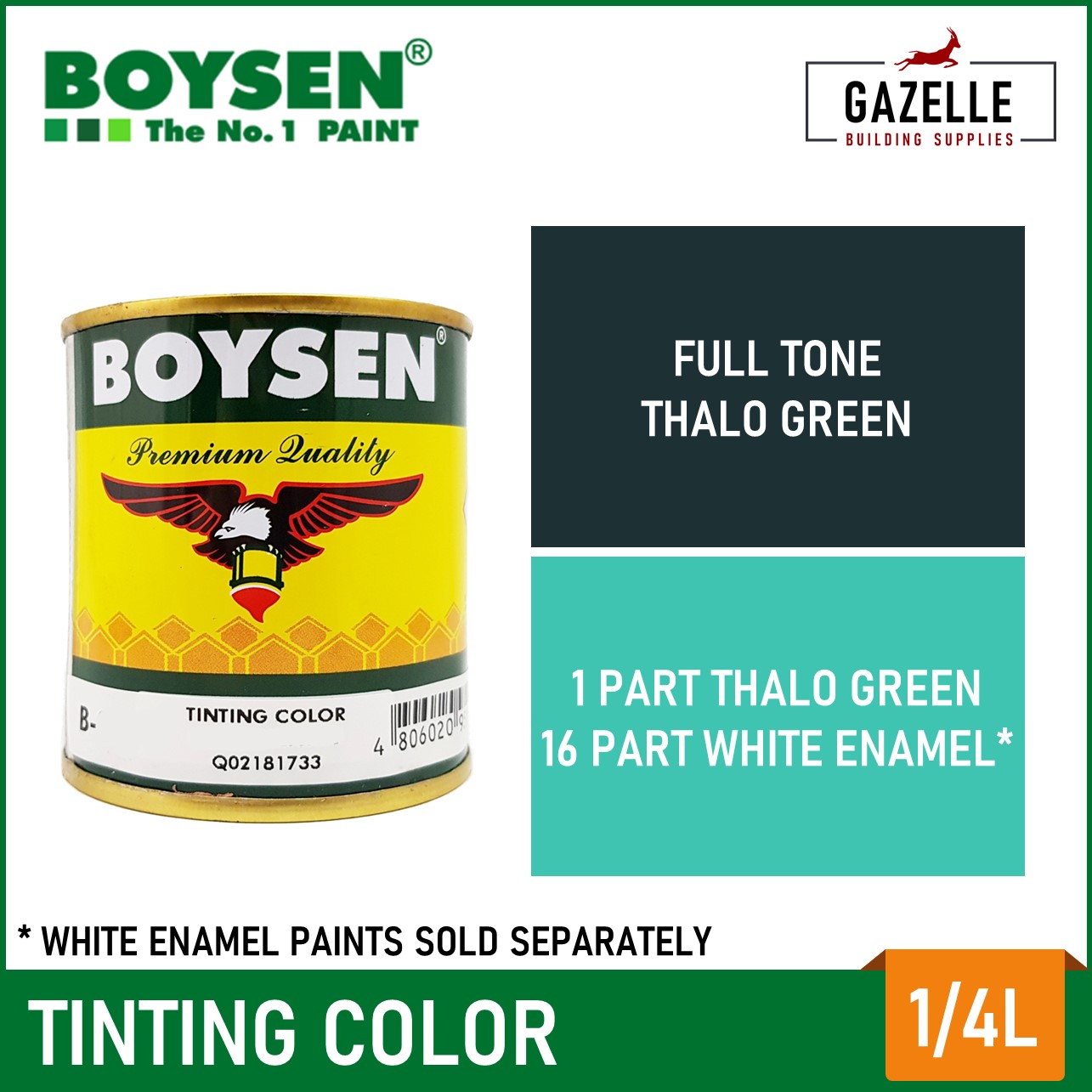 Boysen Tinting Color for Enamel Thalo Green 1/4L Lazada PH
