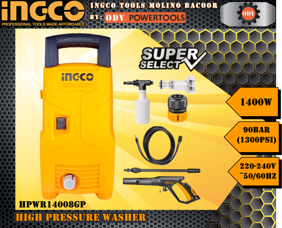 Ingco HPWR14008GP High Pressure Washer with Auto Stop System 1400W