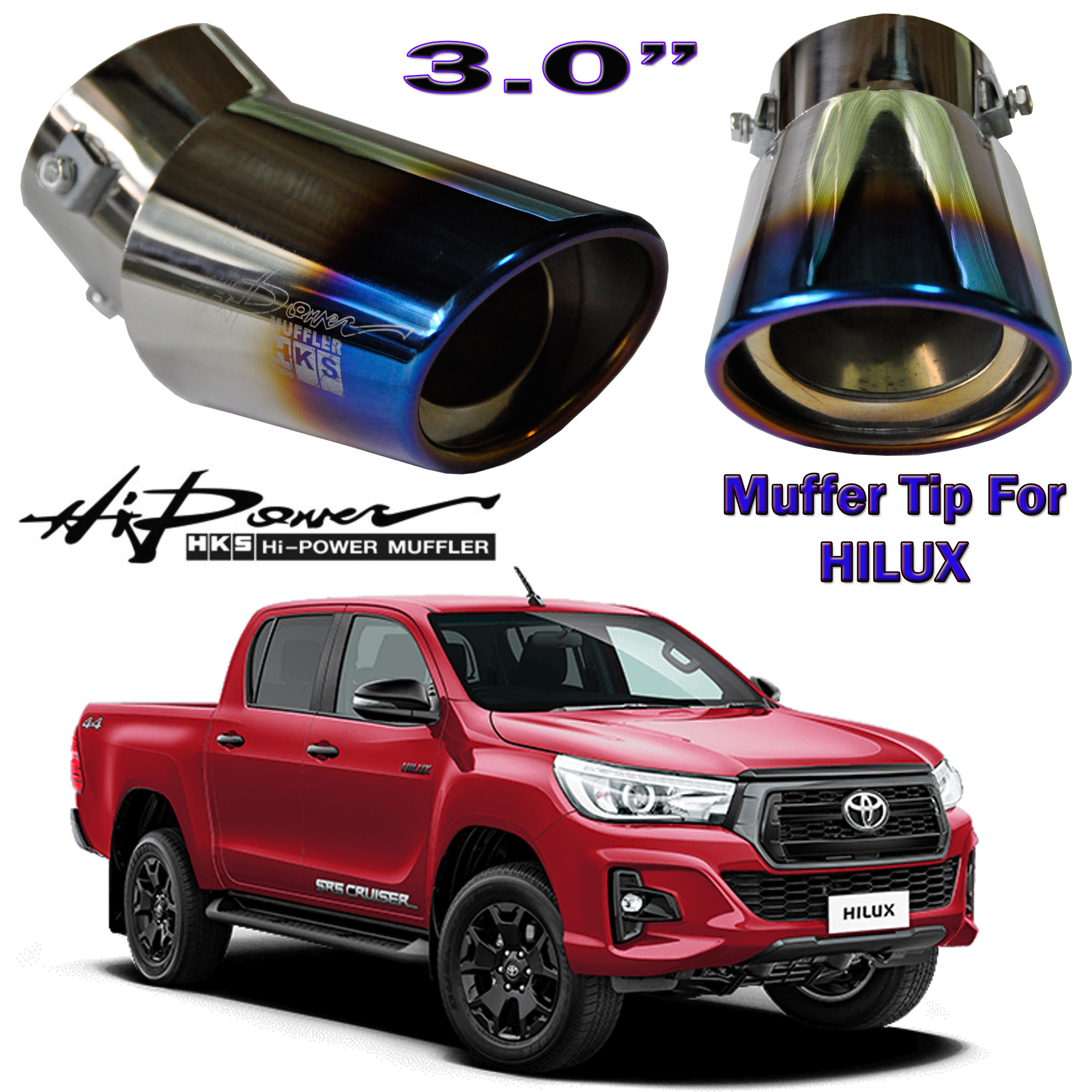Toyota Hilux Revo Conquest Rocco HKS 3" MUFFLER TIP Curved Car