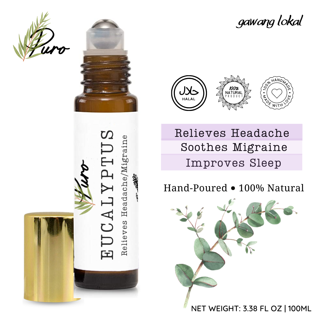 [ EUCALYPTUS ESSENTIAL OIL ROLLER BLENDS ] Torkings Organics Wellness