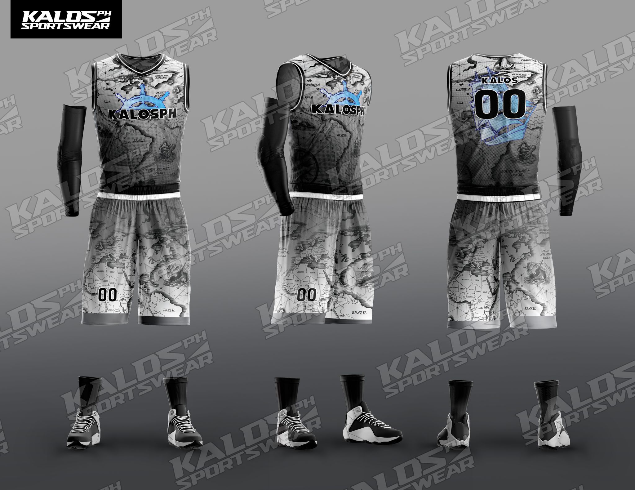 044 SEAFARER MARINE SEAMAN DESIGN BASKETBALL JERSEY SET SANDO AND SHORT ...