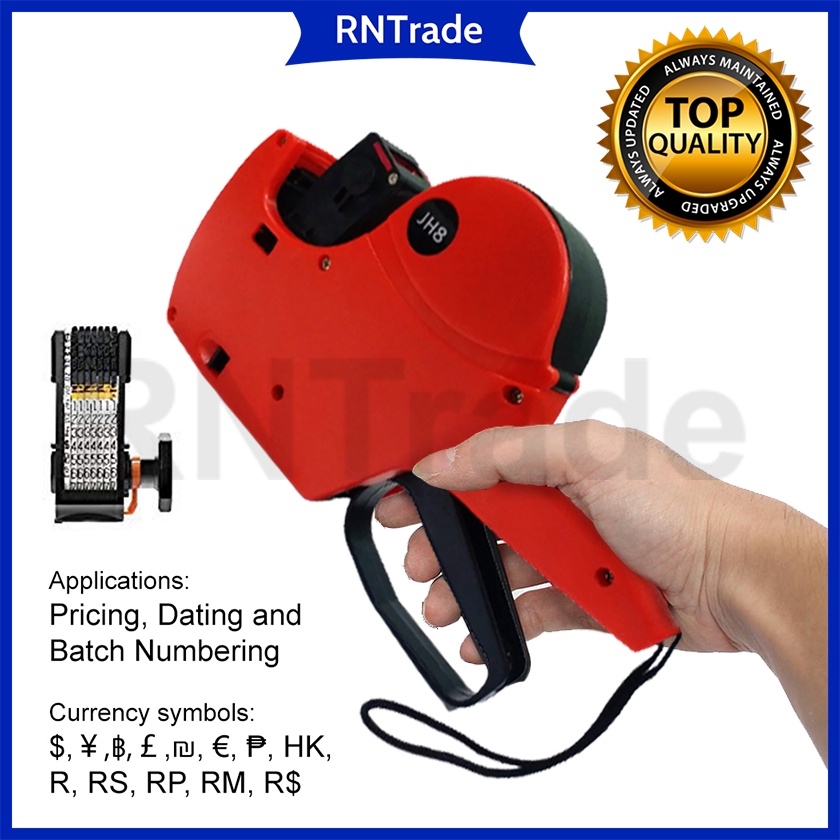 JH8 Price Tag Gun Tagger Hand Labeller Single Line with 8 Digits