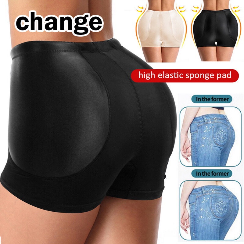 Sexy Womens Padded Panties Seamless Bottom Sponge Push Up Middle Waist Butt  Enhancer Hip Push Up