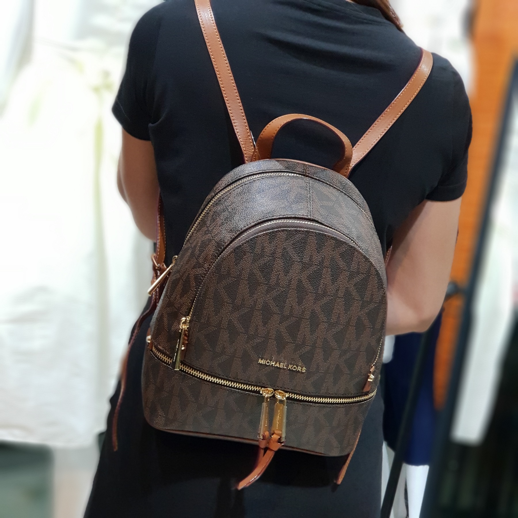 Michael Kors Rhea Zip Backpack, Luxury, Bags & Wallets on Carousell