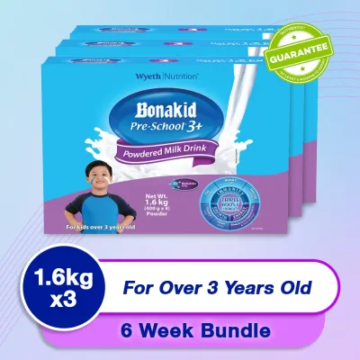 Wyeth® BONAKID PRE-SCHOOL® 3+ Stage 4 Powdered Milk Drink for Children Over 3 Years Old 4.8 kg (1.6 kg x3)